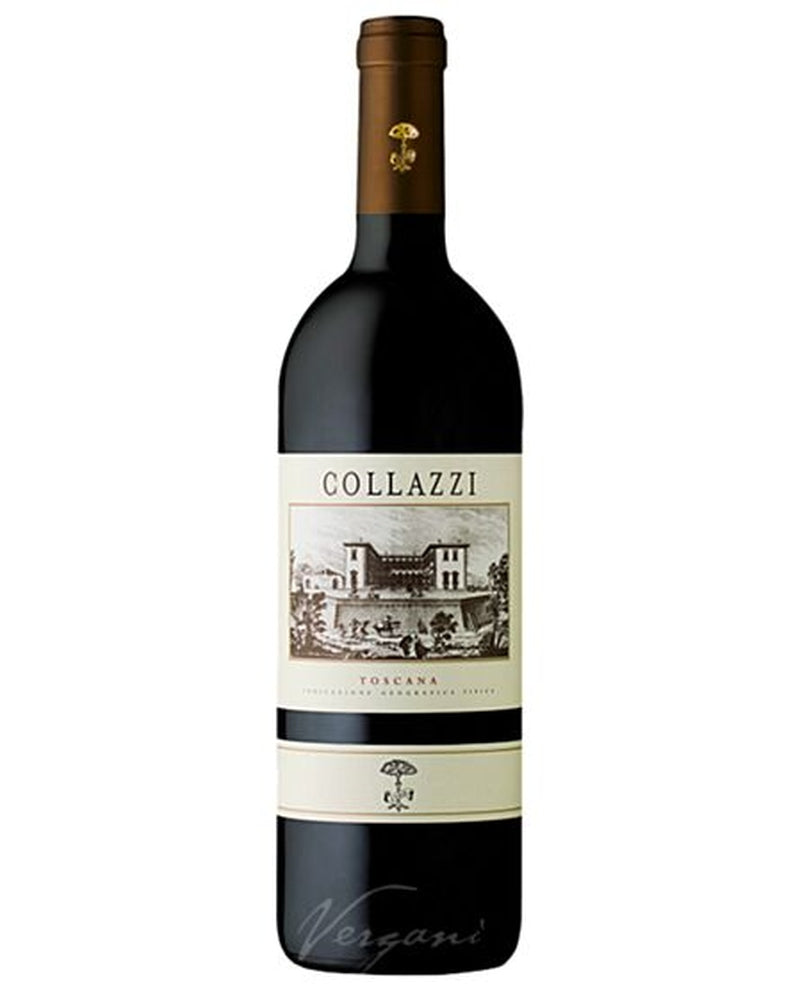 Rotwein COLLAZZI TOSCANA IGT 2020 von Tenuta Colazzi, Flasche mit tiefroter Farbe und eleganter Etikettengestaltung.