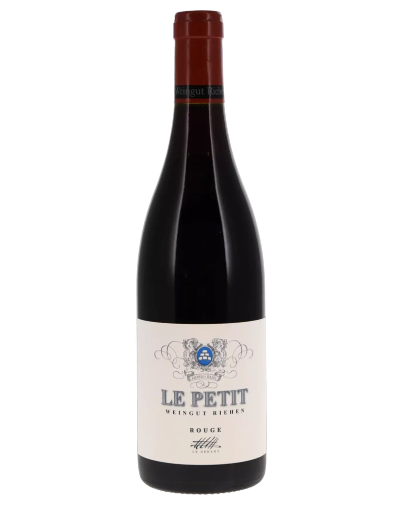 Roman Hermann Pinot Noir «Le Petit» 2023 AOC GR, klare Rotweinflasche mit elegantem Etikett auf weißem Hintergrund