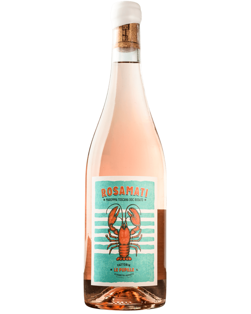 Roséwein Flasche Rosamati DOC Maremma Toscana von Fattoria Le Pupille, hellrosa Farbe, für den Jahrgang 2025