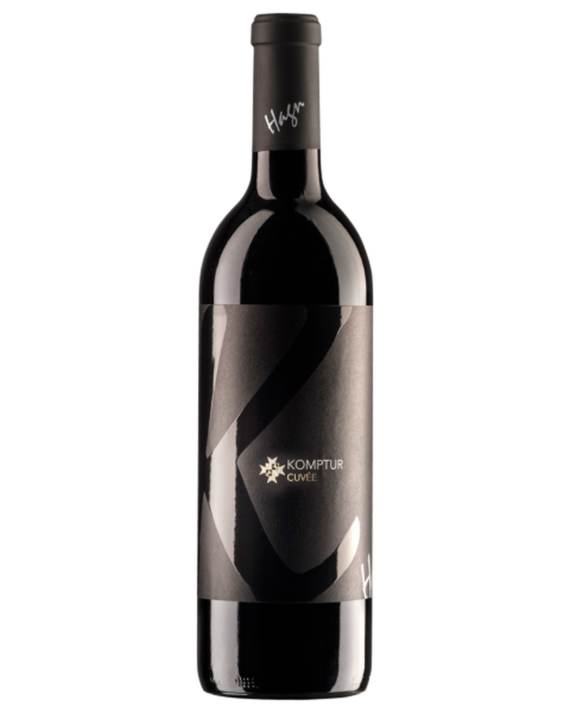 Rotwein Cuvée Komptur 2021 vom Weingut Hagn, Flasche mit elegantem Etikett, ideal für Weinliebhaber und Genuss.
